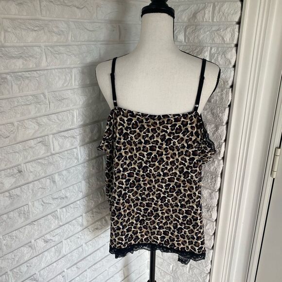 Cheetah Print Lace lingerie Style Tank Top - Picture 3 of 5